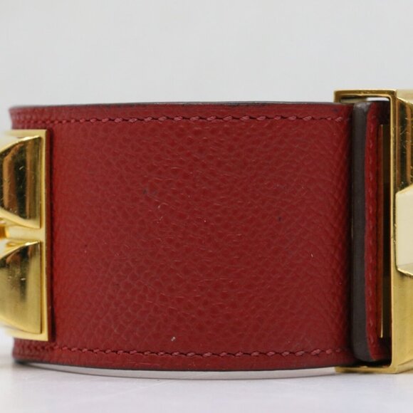 Hermès Ostrich Red Leather Collier De Chien Bracelet - Picture 2 of 8